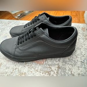 Men’s black leather vans. Size 11. Worn once.